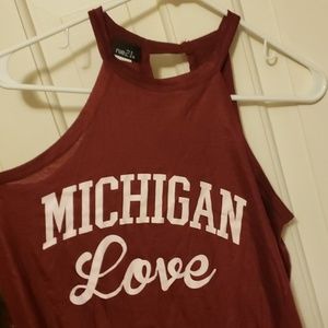 Michigan Love maroon halter tank